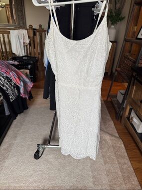 Lulu's White Eyelet Spaghetti-Strap Mini Dress